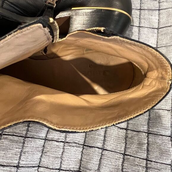 Chloé Susanna 30mm studded ankle buckle zipper leather boots black gold 38.5 - Picture 5 of 10